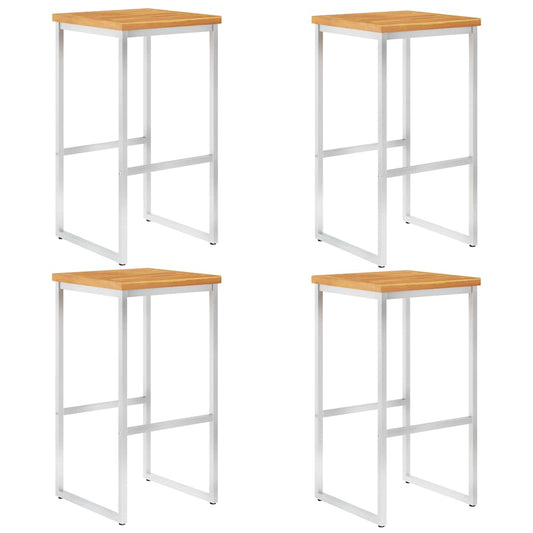 vidaXL Bar Chairs 4 pcs Solid Acacia Wood and Stainless Steel