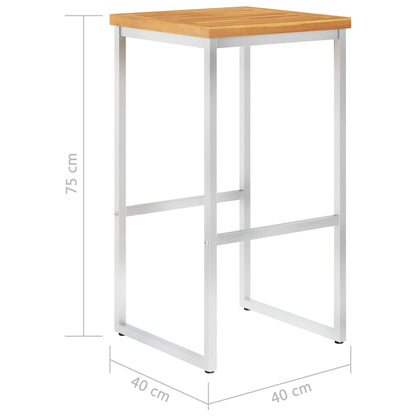 vidaXL Outdoor Bar Stool | Set of 4 | Teak look | Solid Acacia Wood | Durable