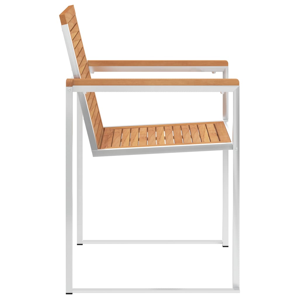 vidaXL Garden Chair | Set of 2 | Teak and Silver