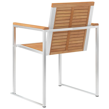 vidaXL Garden Chair | Set of 2 | Teak and Silver