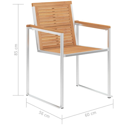 vidaXL Garden Chair | Set of 2 | Teak and Silver