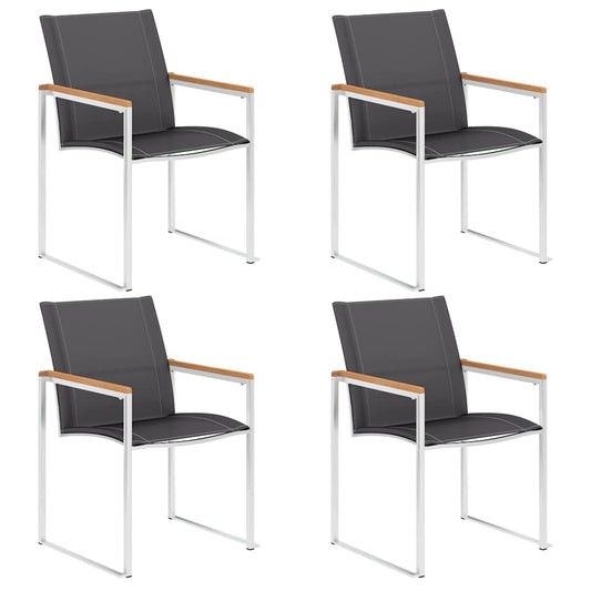 46516 vidaXL Garden Chairs 4 pcs Textilene and Stainless Steel Grey