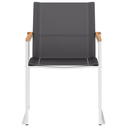 vidaXL Garden Chairs 2 pcs Textilene and Stainless Steel Grey