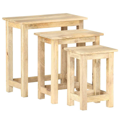 287489 vidaXL Nesting Tables 3 pcs Solid Mango Wood