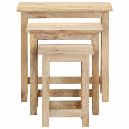 287489 vidaXL Nesting Tables 3 pcs Solid Mango Wood