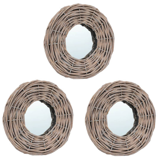 287625 vidaXL Mirrors 3 pcs 15 cm Wicker