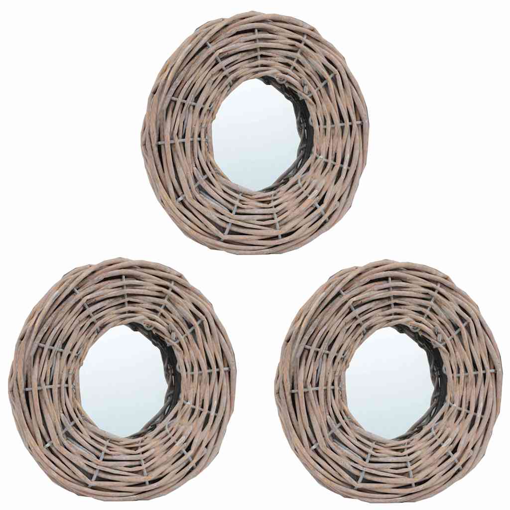 287625 vidaXL Mirrors 3 pcs 15 cm Wicker