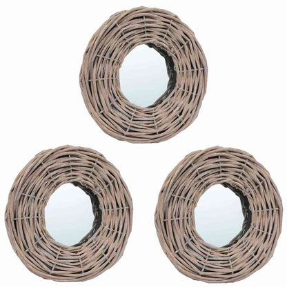 287625 vidaXL Mirrors 3 pcs 15 cm Wicker