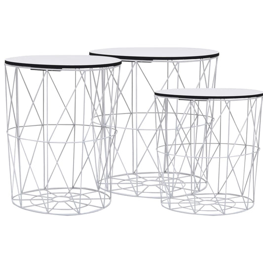 287644 vidaXL Coffee Table 3 pcs White