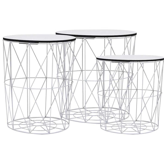 287644 vidaXL Coffee Table 3 pcs White