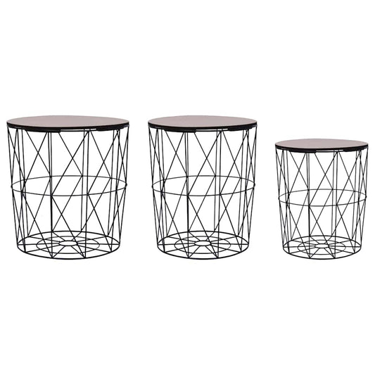 287645 vidaXL Coffee Table 3 pcs Black