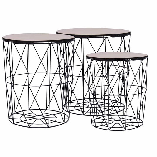 287645 vidaXL Coffee Table 3 pcs Black