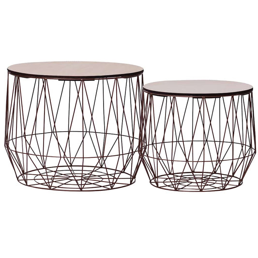 287661 vidaXL Coffee Table 2 pcs Copper