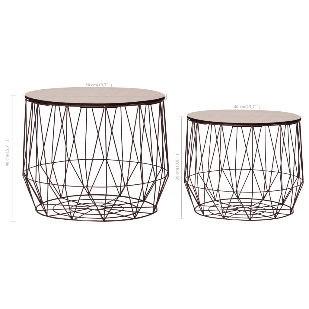 vidaXL Coffee Table 2 pcs Copper