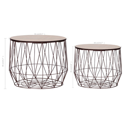 vidaXL Coffee Table 2 pcs Copper
