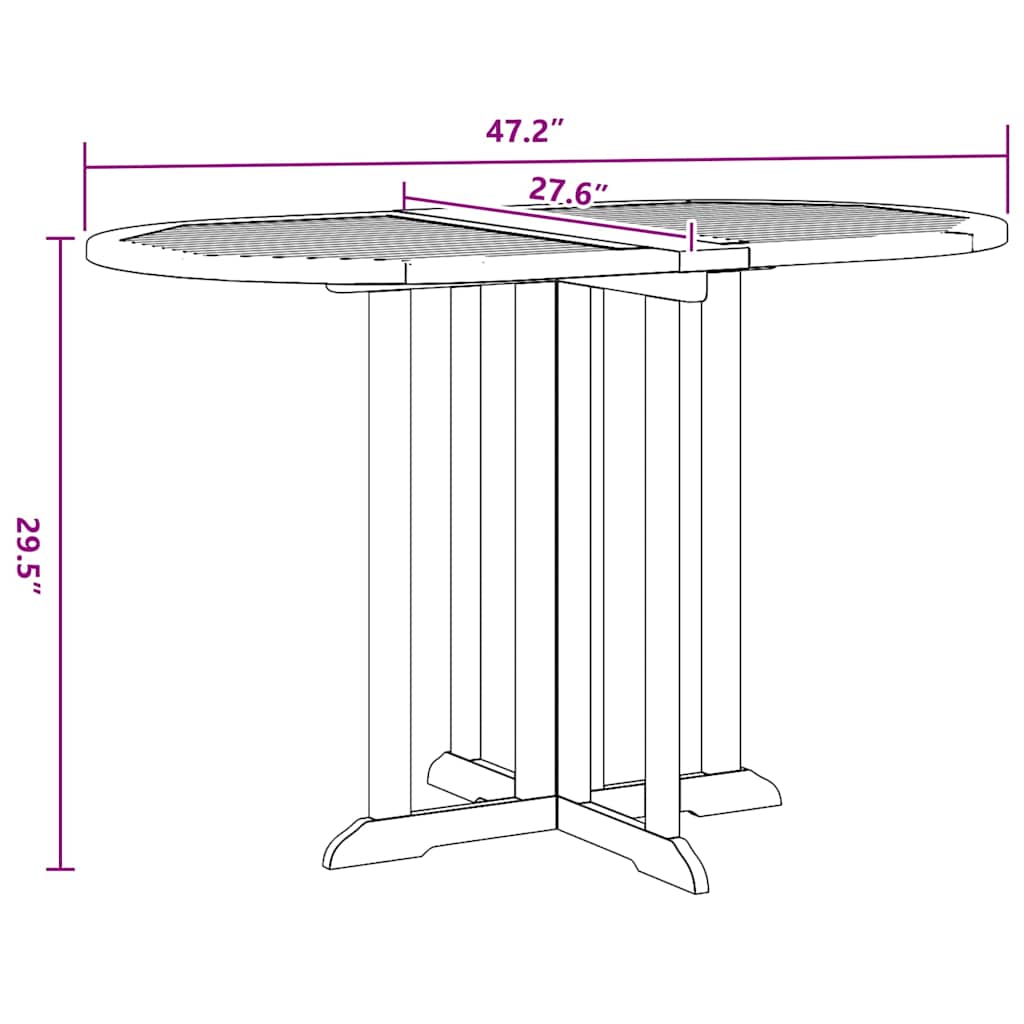 49002 vidaXL Folding Butterfly Garden Table 120x70x75 cm Solid Teak Wood