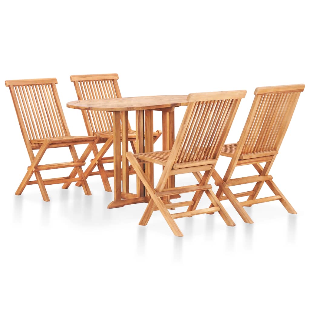 vidaXL Outdoor Dining Set | Natural Teak | Solid Teak Wood | 5 Piece Set