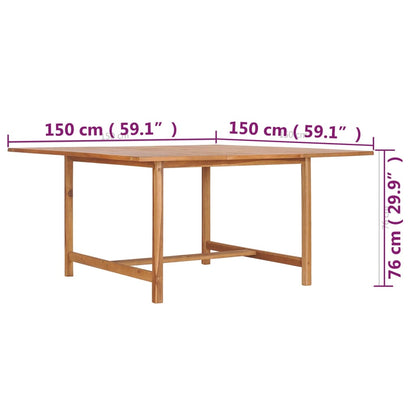 vidaXL Garden Table 150x150x76 cm Solid Teak Wood