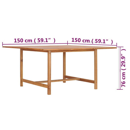 49008 vidaXL Garden Table 150x150x76 cm Solid Teak Wood