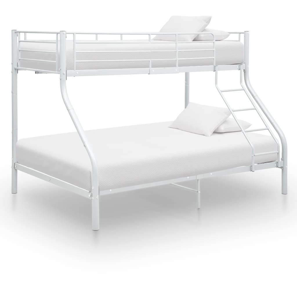 vidaXL Bunk Bed | White | Powder-Coated Metal | 90x200 cm / 140x200 cm
