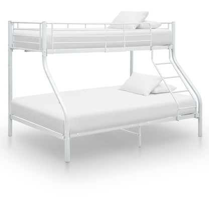 vidaXL Bunk Bed | White | Powder-Coated Metal | 90x200 cm / 140x200 cm