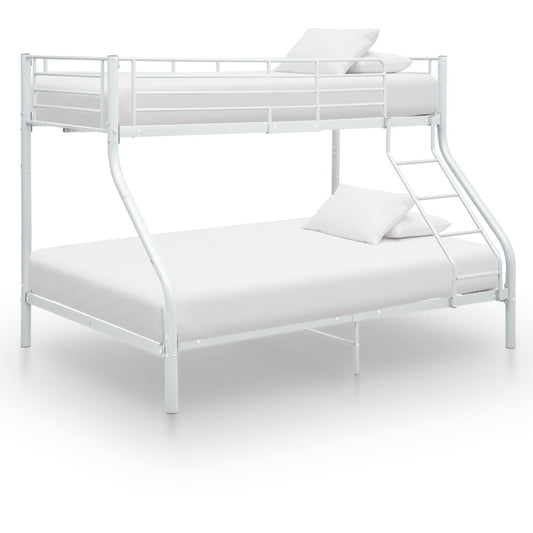 vidaXL Bunk Bed | White | Powder-Coated Metal | 90x200 cm / 140x200 cm