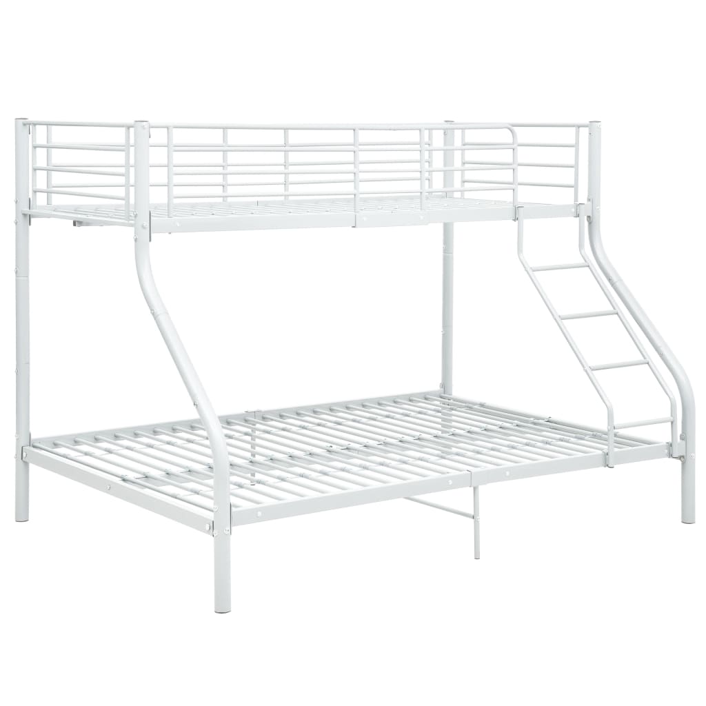 vidaXL Bunk Bed | White | Powder-Coated Metal | 90x200 cm / 140x200 cm