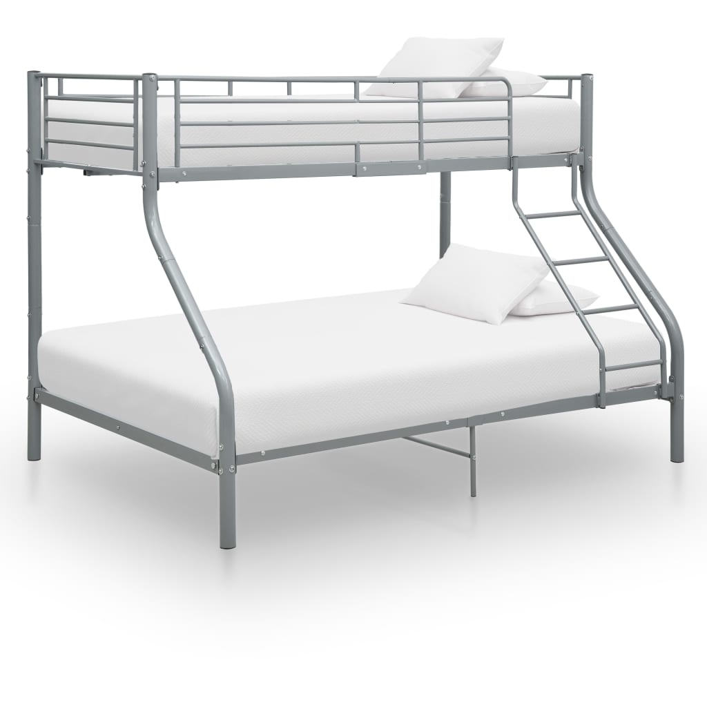 vidaXL Bunk Bed | Grey | Powder-Coated Steel | Twin and Full |  Durable