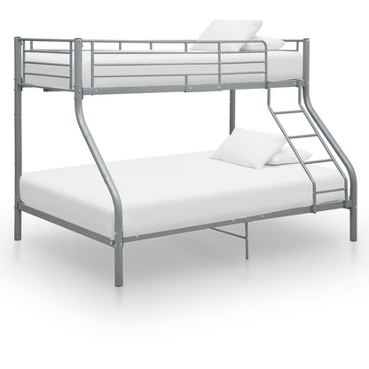 vidaXL Bunk Bed | Grey | Powder-Coated Steel | Twin and Full |  Durable