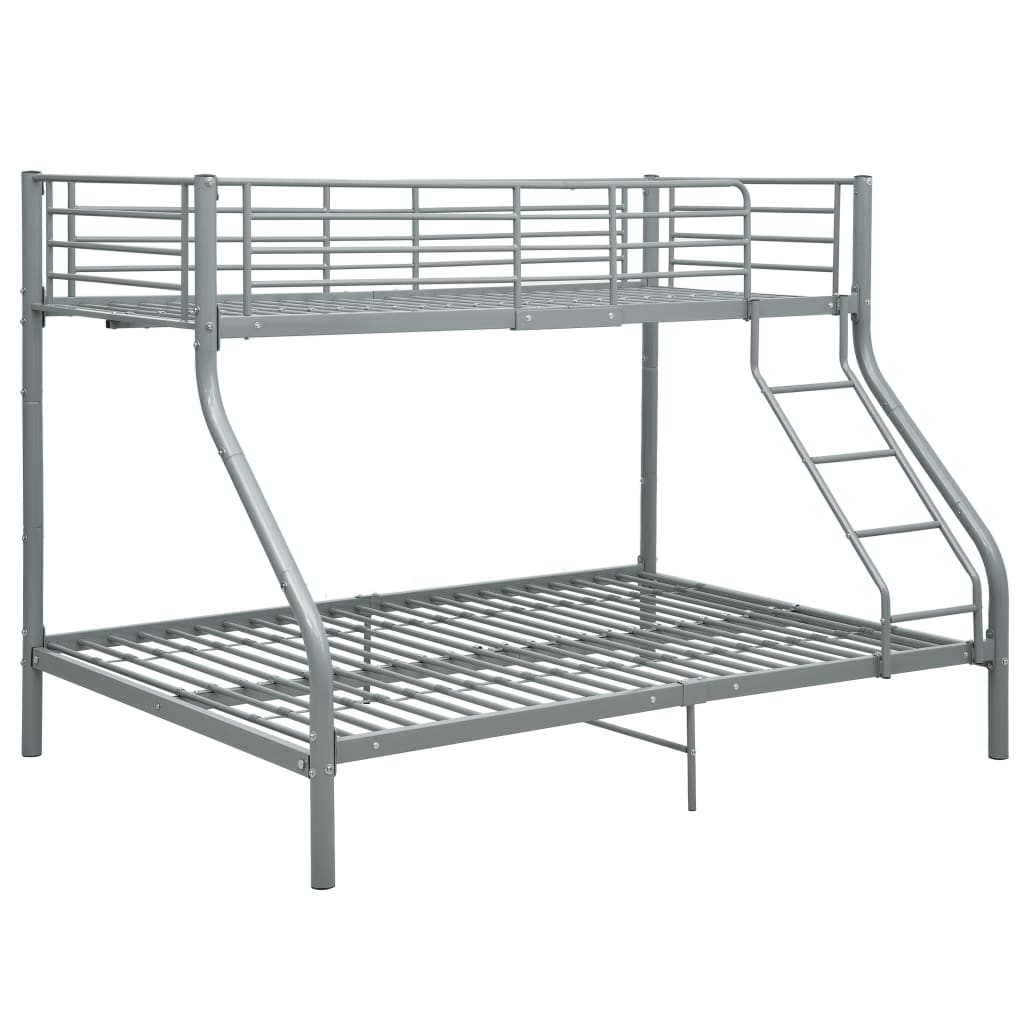 vidaXL Bunk Bed | Grey | Powder-Coated Steel | Twin and Full |  Durable