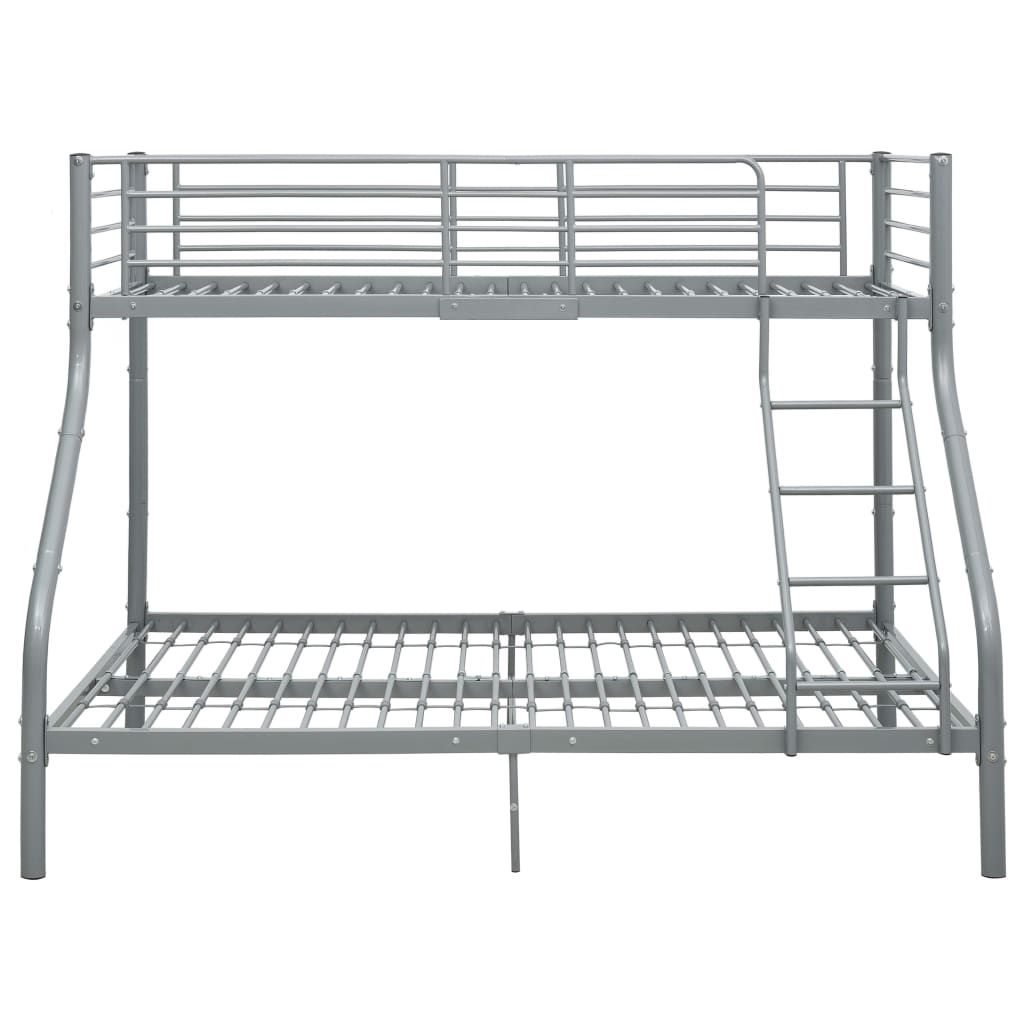vidaXL Bunk Bed | Grey | Powder-Coated Steel | Twin and Full |  Durable