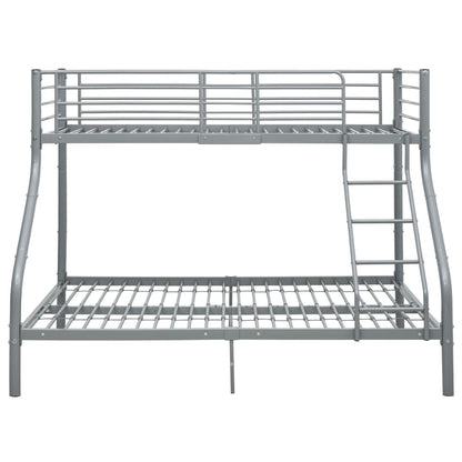 vidaXL Bunk Bed | Grey | Powder-Coated Steel | Twin and Full |  Durable