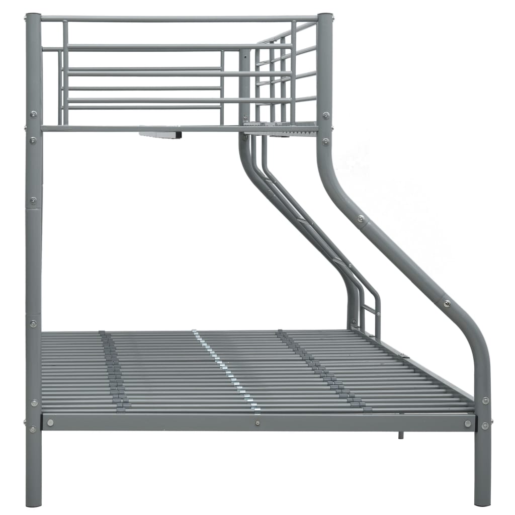 vidaXL Bunk Bed | Grey | Powder-Coated Steel | Twin and Full |  Durable