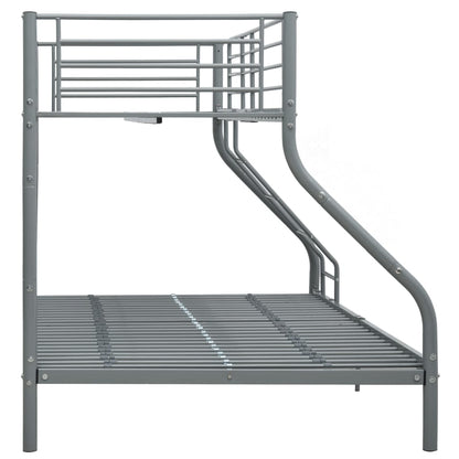 vidaXL Bunk Bed | Grey | Powder-Coated Steel | Twin and Full |  Durable
