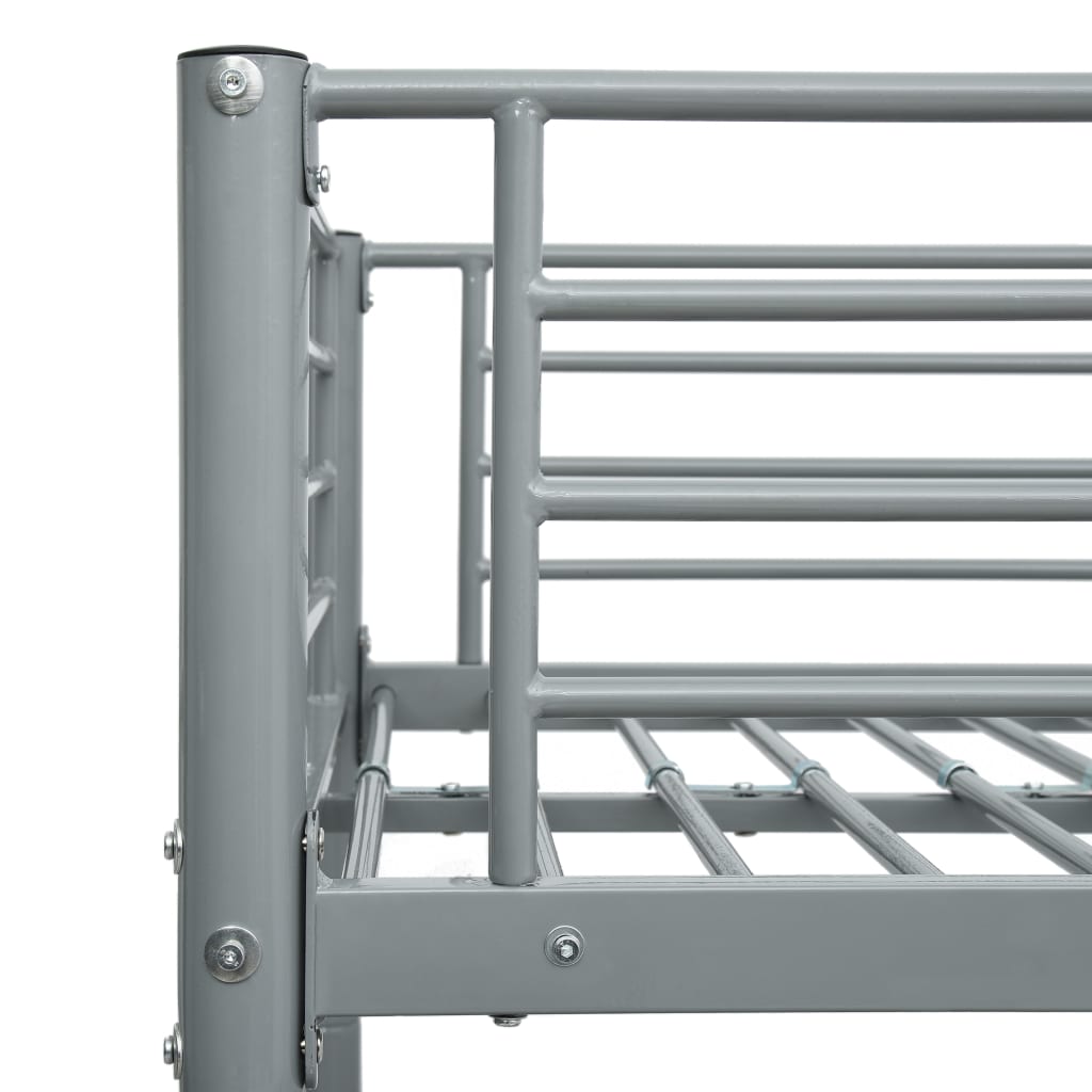 vidaXL Bunk Bed | Grey | Powder-Coated Steel | Twin and Full |  Durable