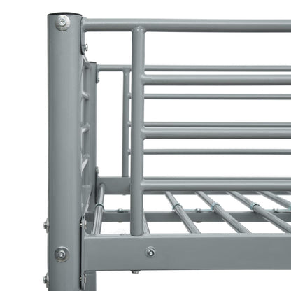 vidaXL Bunk Bed | Grey | Powder-Coated Steel | Twin and Full |  Durable
