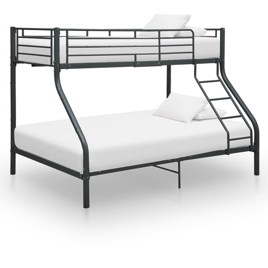 vidaXL Bunk Bed | Black | Metal | 140x200 cm/90x200 cm | Bunk Bed | Rectangular