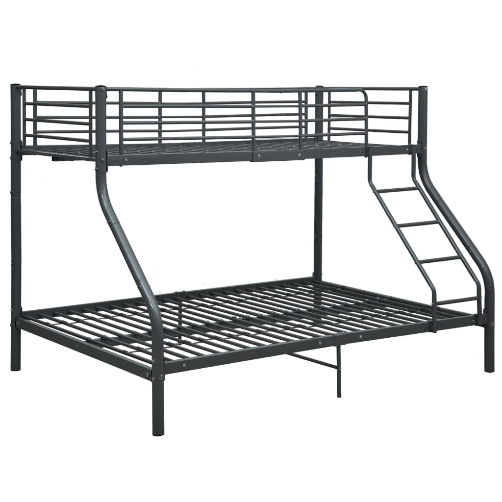 vidaXL Bunk Bed Frame without Mattress Black Metal 140x200 cm/90x200 cm