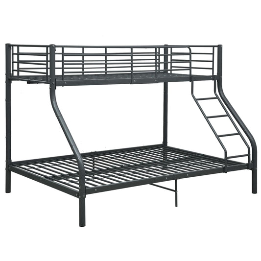 vidaXL Bunk Bed | Black | Metal | 140x200 cm/90x200 cm | Bunk Bed | Rectangular