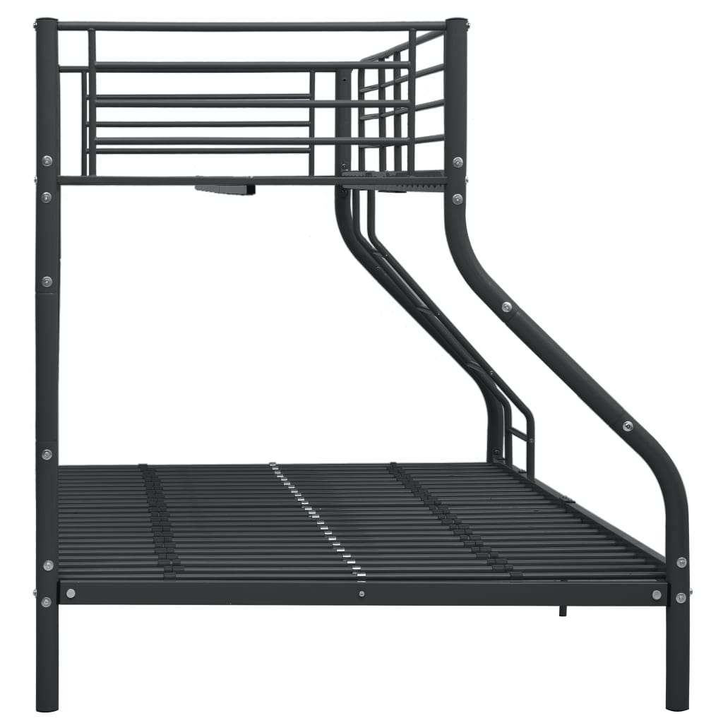 vidaXL Bunk Bed Frame without Mattress Black Metal 140x200 cm/90x200 cm
