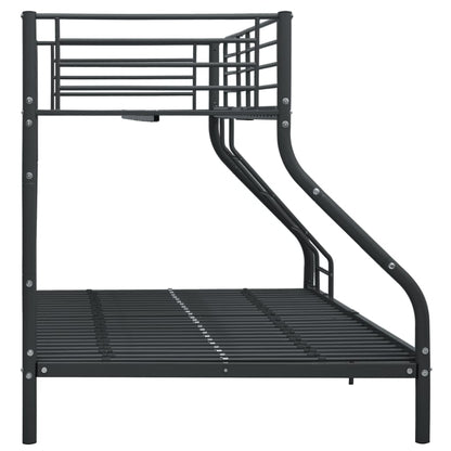 vidaXL Bunk Bed Frame without Mattress Black Metal 140x200 cm/90x200 cm