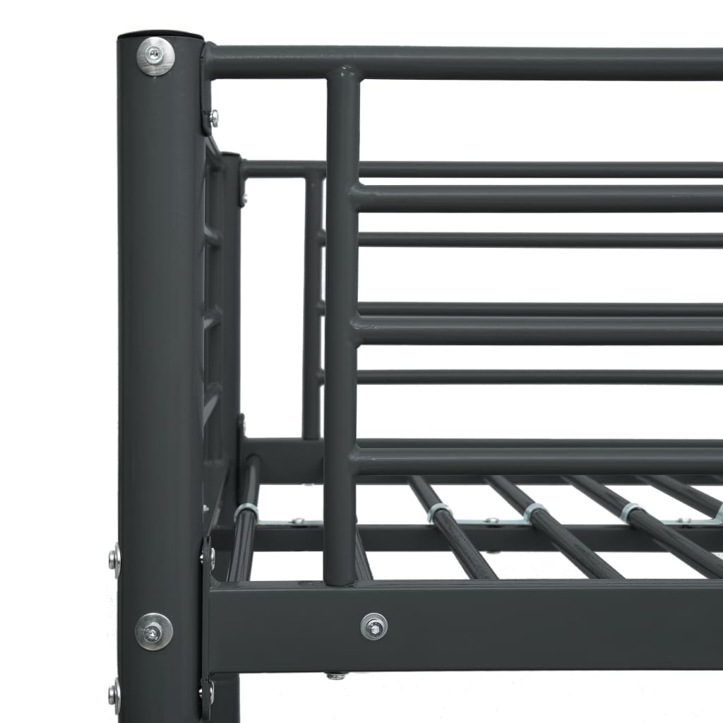 vidaXL Bunk Bed Frame without Mattress Black Metal 140x200 cm/90x200 cm