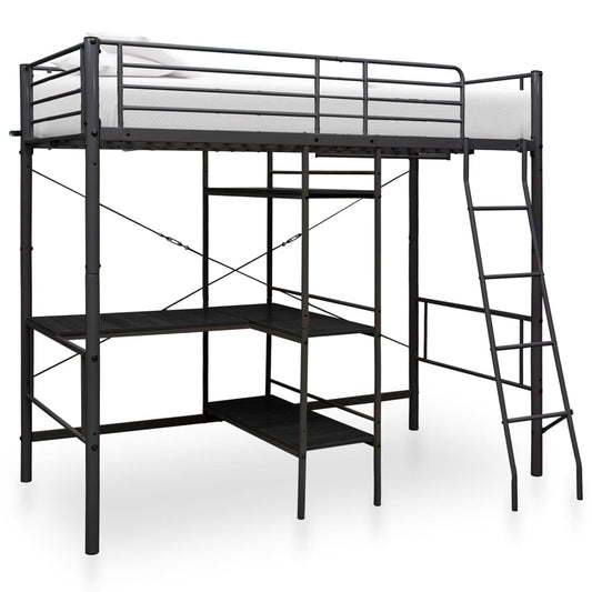 vidaXL Bunk Bed | Black | Metal | Twin | Bunk Bed | Rectangular | Contemporary