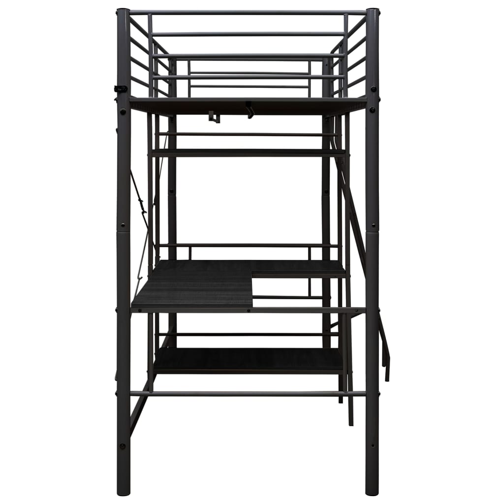 vidaXL Bunk Bed with Table without Mattress Black Metal 90x200 cm