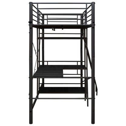 vidaXL Bunk Bed with Table without Mattress Black Metal 90x200 cm