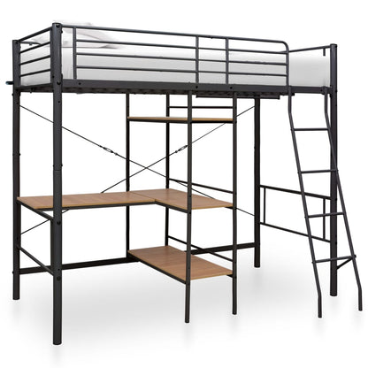 vidaXL Bunk Bed | Grey and brown | Metal | Twin | Height-Adjustable | Bunk Bed