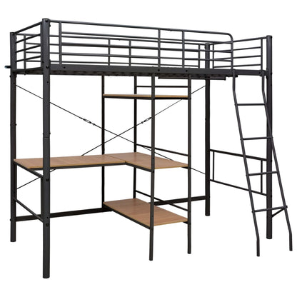 vidaXL Bunk Bed | Grey and brown | Metal | Twin | Height-Adjustable | Bunk Bed