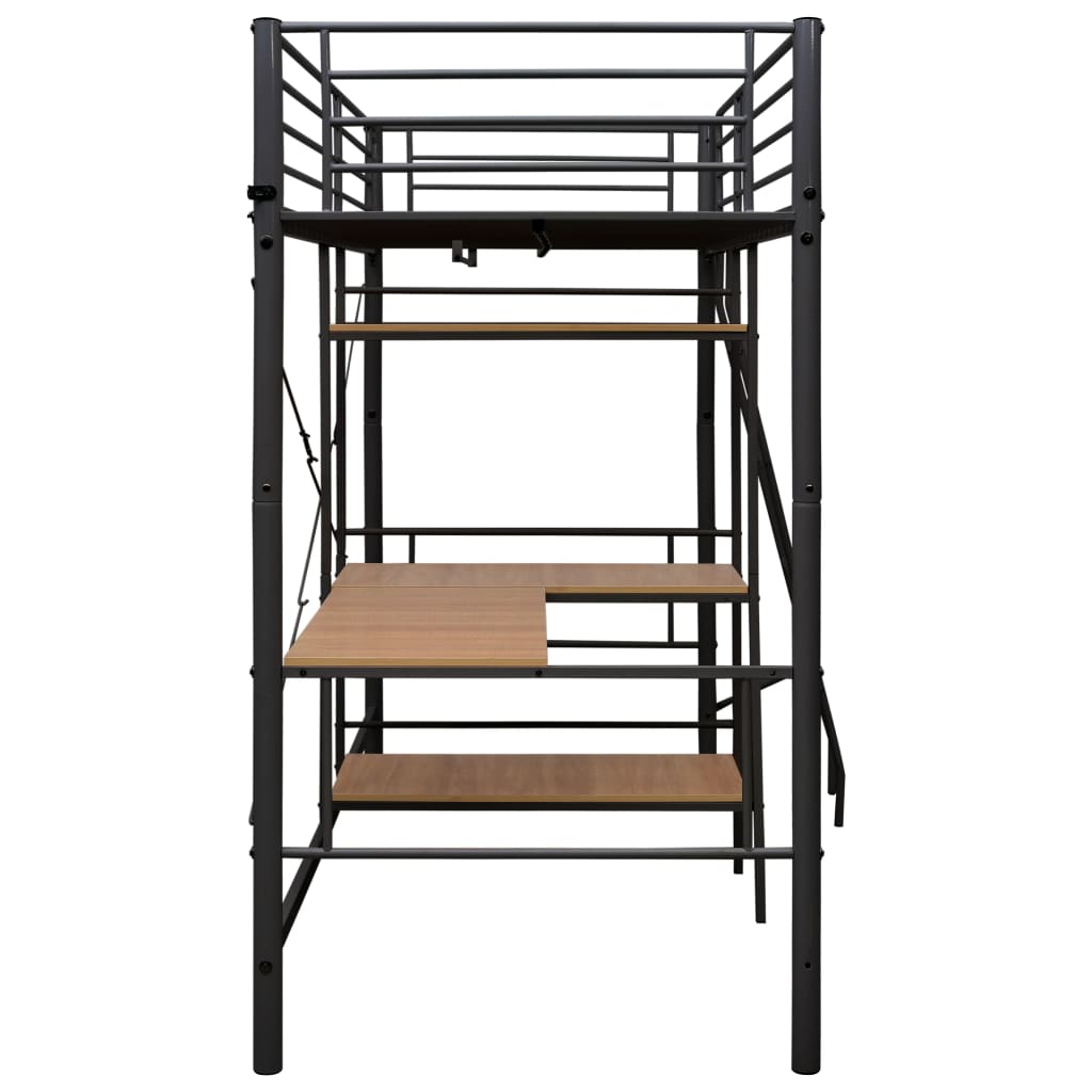 vidaXL Bunk Bed | Grey and brown | Metal | Twin | Height-Adjustable | Bunk Bed
