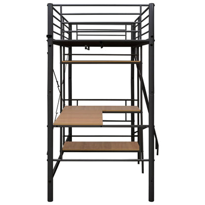vidaXL Bunk Bed | Grey and brown | Metal | Twin | Height-Adjustable | Bunk Bed