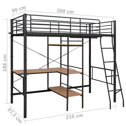 vidaXL Bunk Bed | Grey and brown | Metal | Twin | Height-Adjustable | Bunk Bed
